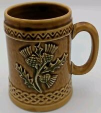 Vintage West Highland Pottery Pint Tankard Mug Raised Thistle Stein Scotland UK⭐