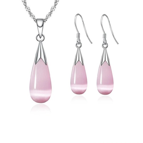 Set 925 silver opal cat - opal, eye