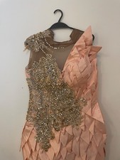 Peach Embellished Prom Dress