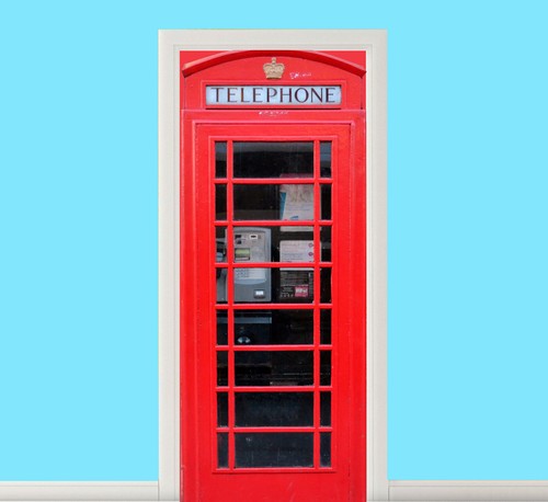 Red london telephone box - telephone, door