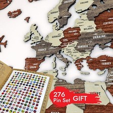 3D Wooden World Map