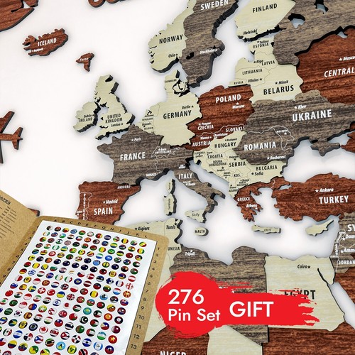 Wooden world map - 3d,
