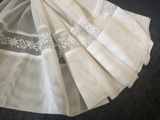 VINTAGE Wide White Lace Net Floral Hem Cafe Curtains Width 360X77cm ONE PANEL