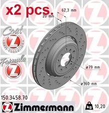 X2 PCS FRONT BRAKE DISC ROTOS X2 PCS SET 150.3458.70 ZIMMERMANN I