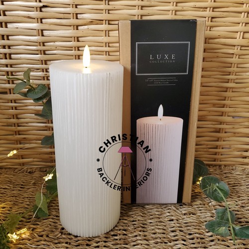 Led white pillar candle - white,