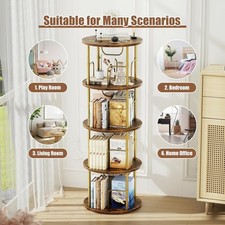 5 Tier Gold Rotating Bookshelf