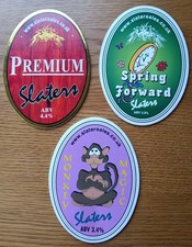 3  x PUMP CLIPS -  SLATER'S BREWERY, STAFFS.  - CLOSED 2022