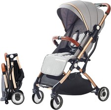 SONARIN Lightweight Foldable Stroller Compact Travel Buggy 5-Point Harness Grey