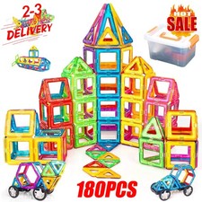 180Pcs Magnetic Building Tiles Set Kids Creative 3D Educational Construction Toy
