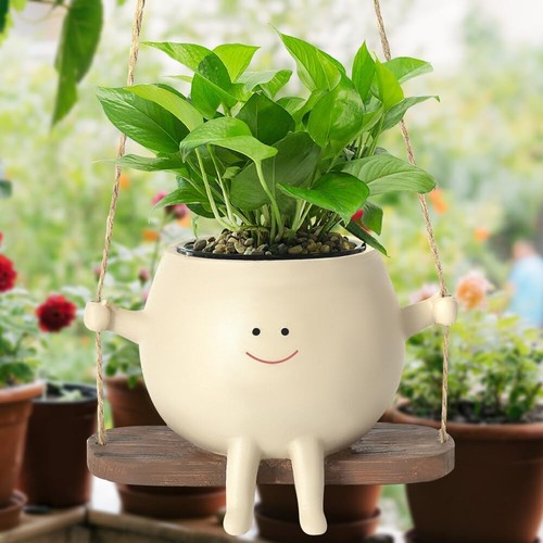 Swing face planter pot - face,