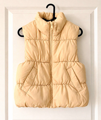 Girls beige puffer - beige, gilet