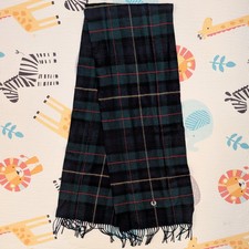 Fred Perry Stewart Tartan Scarf Ivy 100% Pure New Wool Blue Black Green Red