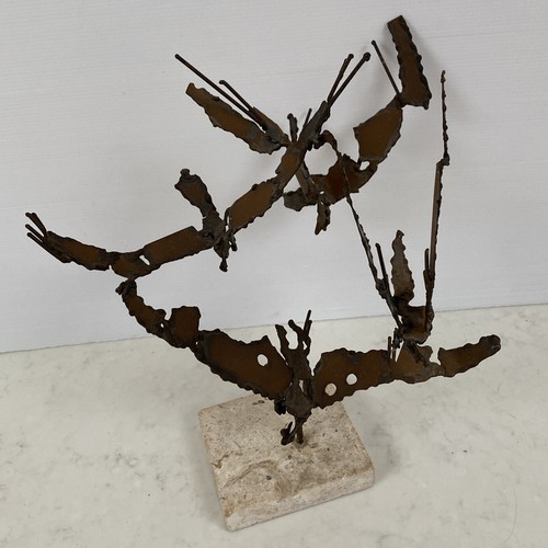 Steel sculpture birds crows - sculpture, in