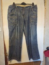 Ladies Blue Cotton Slouch Jeans By Next Size 18R Leg 31" Can Go 3/4 Length