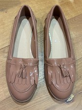 BNWT size UK 6 EUR 39 1/2 M&S Insolia beige patent leather tassel loafers shoes