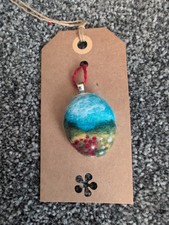 Needle Felted Pendant Of A Poppy field