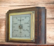 Art deco oak weather barometer - weather,