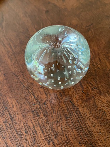 Clear glass bubble paperweight - glass,