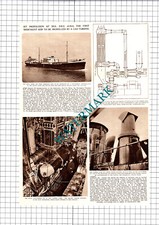 D E S AURIS Gas Turbine Tanker Ship Capt Vine NV Beedle  - 1952 Cutting / Print