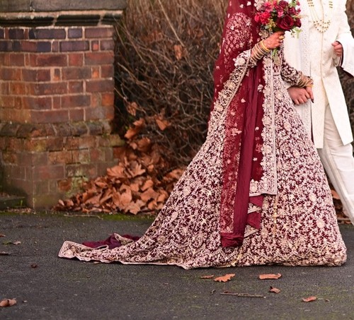 Deep red wedding dress - wedding,