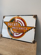 Enamel Sign DUCATI motorcycles Vintage Garage-14”x9” Classic bike man cave rare 