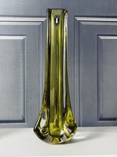 Vintage RARE Whitefriars Sage Green Tricorn Vase #9570 Geoffrey Baxter