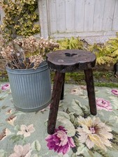 Vtg Hand Carved Stool Campaign