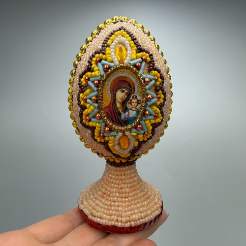 Handmade orthodox beaded egg - orthodox,