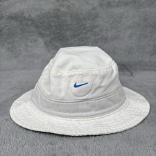 Nike Bucket Hat White Blue Swoosh Embroidered Logo OSFA Vintage Small