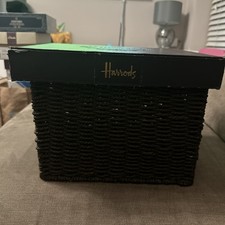EMPTY HARRODS HAMPER – FAUX LEATHER LID