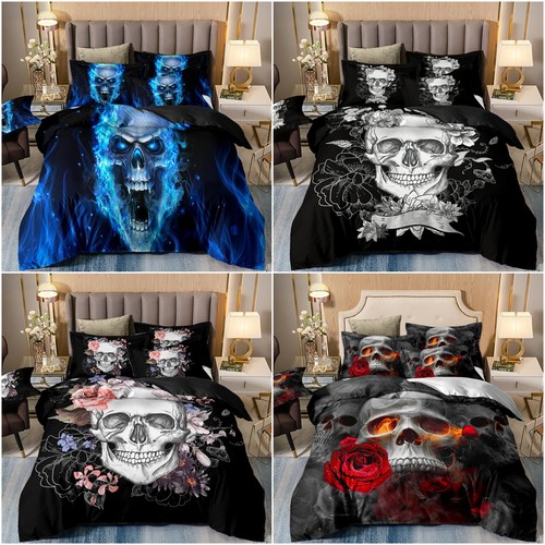 Skull duvet quilt cover set - skull,