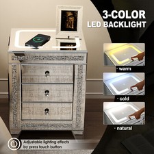 Modern LED Mirrored Nightstand