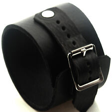 black Leather Cuff Wristband