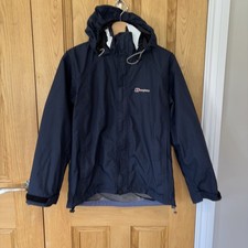 Berghaus Aqua Foil Jacket Size UK 10 Navy Blue Waterproof Hood Light Jacket