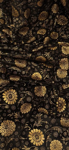Black gold floral print velvet - floral,
