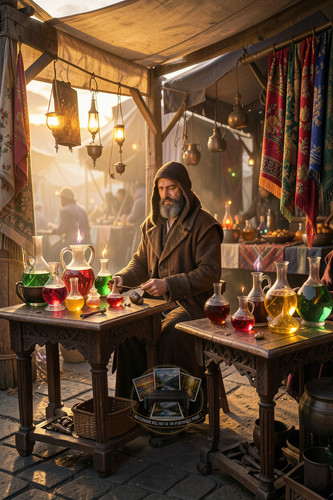 Lone alchemist medieval market - lone,