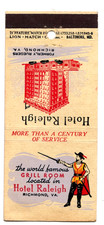 Hotel raleigh matchbook - raleigh,