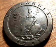 GEORGE III CARTWHEEL TWOPENCE 1797 Huge Coin  Countermarked