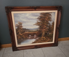 Vtg Signed Trees Stone Bridge