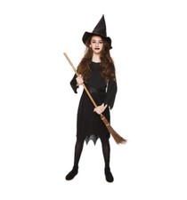 Girls Black Witch Sorceress Costume Gothic Fairytale Dress Book Week Outfit UK