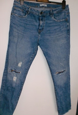 Distressed Attitude Splash Mens Denim Jeans 34 inch Zips