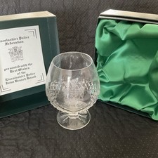 Galway Crystal Brandy Glass ~ Etched Lincolnshire Police Federation ~ BOXED
