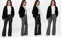 Girls Flared School Trousers Adjustable Waist Bootleg Pants Comfortable Uniform