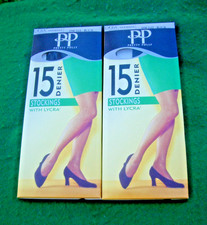 2 pr Vintage Pretty Polly 15 Denier Stocking with Lycra One Size BLACK