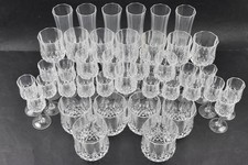 Crystal Patterned Cut Glassware Set x40 Glasses Liqueur Wine Champagne Vintage 