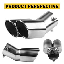 2.5" UNIVERSAL SPORT DUAL TWIN EXHAUST PIPES MUFFLER TRIM PIPE TAIL TIP CHROME