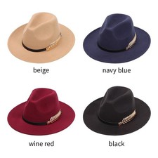 UK Women Ladies Vintage Large Felt Trilby Fedora Jazz Wide Brim Hat Cap Gangster