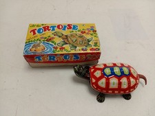 Vintage Wind-Up Tin Tortoise Toy with Original Box Made in Japan
