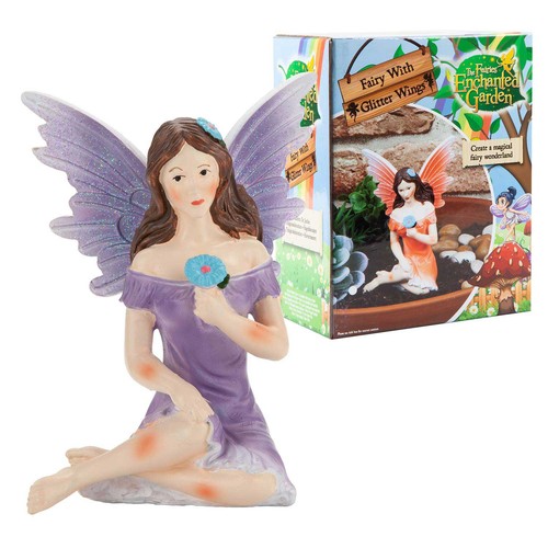 Sitting pink glitter fairy - pink,