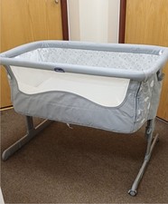 Chicco Next2Me Essential Bedside Crib Stone Grey with Mattress, Good condition